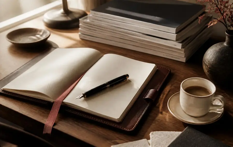 Service design notes and customer journey mapping on a desk