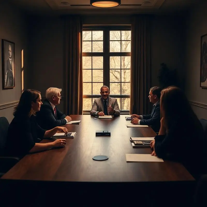 CEO addressing a leadership team around a boardroom table.